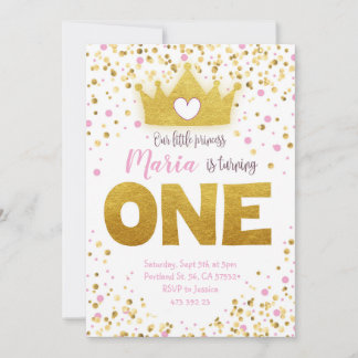 Pink Gold Confetti Princess Einladung zum Geburtst