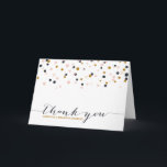 Pink & Gold Confetti Punkte Danke Karte<br><div class="desc">Confetti Dots Dankeschön Card Stilvolle und einzigartige Karten mit lila Konfetti Dots aus den Farben Schwarz,  Gold und Dunkel. Passende Artikel und andere Farben sind verfügbar.</div>