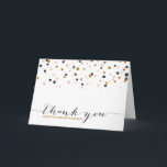 Pink & Gold Confetti Punkte Danke Karte<br><div class="desc">Confetti Dots Dankeschön Card Stilvolle und einzigartige Karten mit lila Konfetti Dots aus den Farben Schwarz,  Gold und Dunkel. Passende Artikel und andere Farben sind verfügbar.</div>