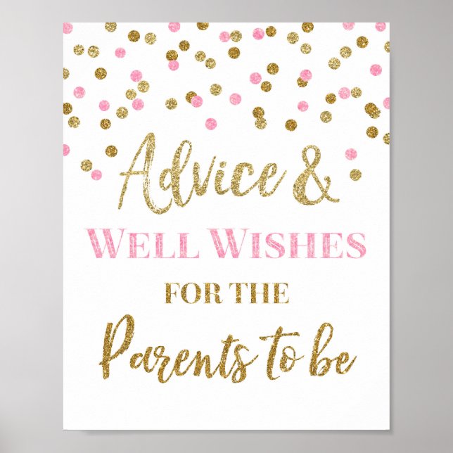 Pink Gold Confetti-Ratschlag für die Anmeldung von Poster (Vorne)