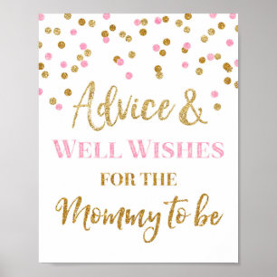 Pink Gold Confetti Ratschläge für Mama als Game Si Poster