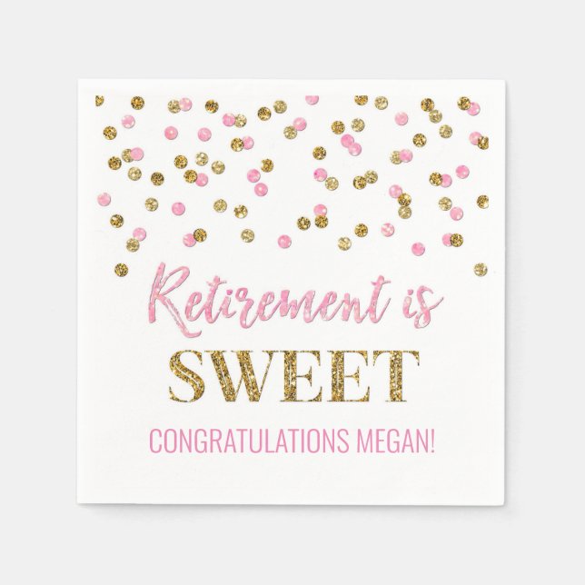 Pink Gold Confetti Rente ist süß Serviette (Vorderseite)