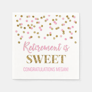 Pink Gold Confetti Retirement ist Sweet Serviette