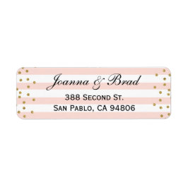 Pink Gold Confetti Rücksendeadresse Label Hochzeit