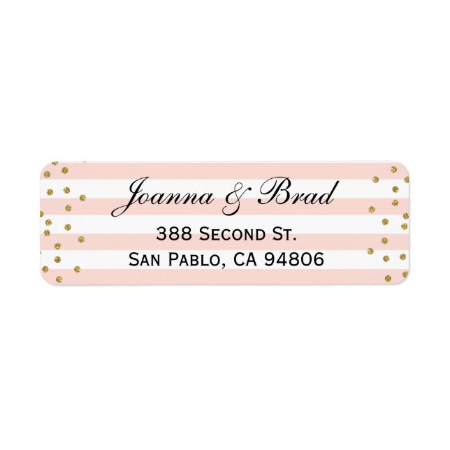 Pink Gold Confetti Rücksendeadresse Label Hochzeit (Vorne)
