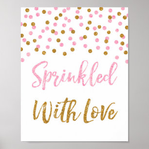Pink Gold Confetti Sprinkler mit Liebe-Zeichen Poster