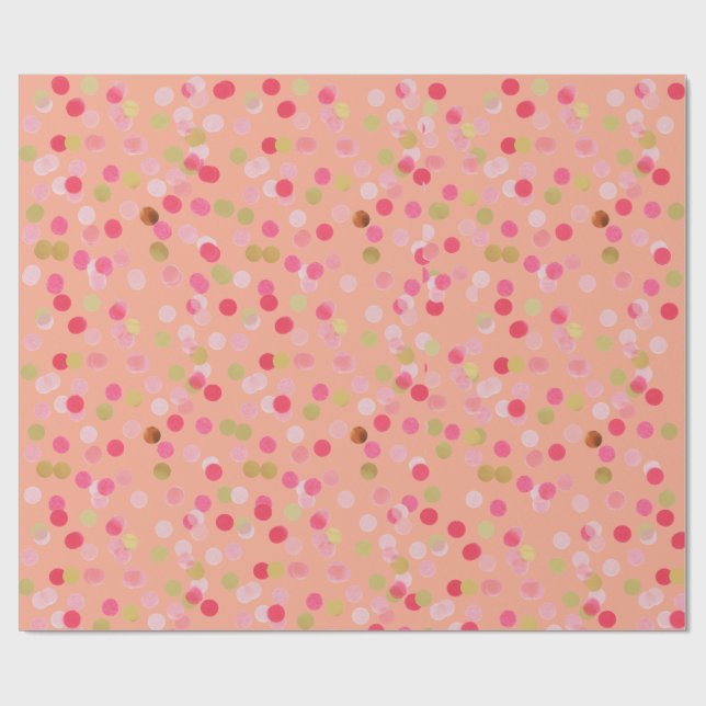 Pink & Gold Confetti Wrapping Paper Geschenkpapier (Flach)