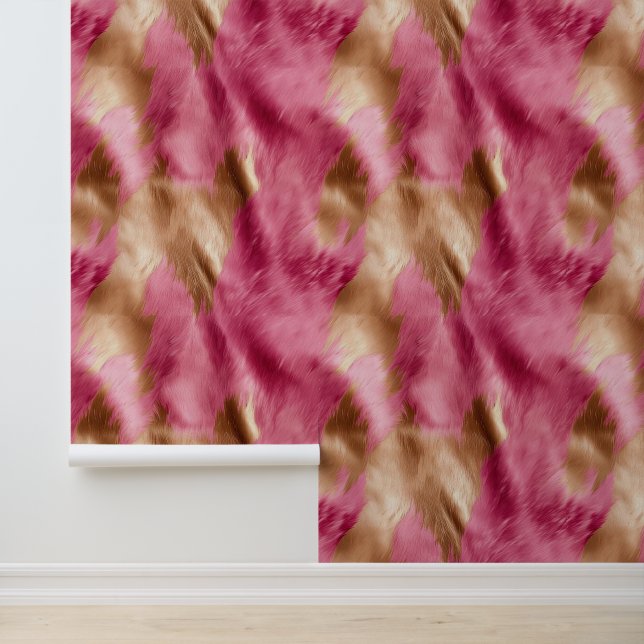 Pink Gold Cowgirl Cowhide Tapete (Anwendung)