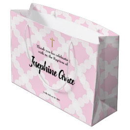 Pink Gold Cross Personalisiert Baby Girl Taufe Große Geschenktüte
