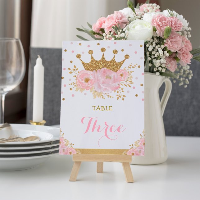Pink Gold Crown Princess Baby Girl Tischnummer (Von Creator hochgeladen)