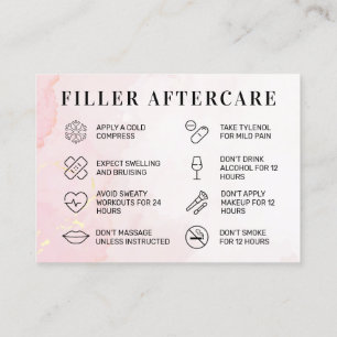 Pink Gold Custom Logo Filler Aftercare Card Visitenkarte