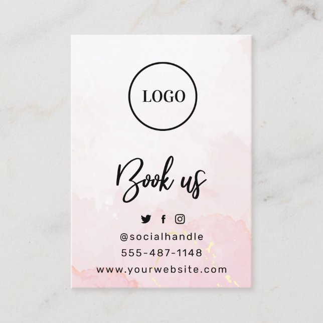 Pink Gold Custom Logo Lash Aftercare Card Visitenkarte (Vorderseite)