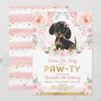 Pink Gold Dackel Girls Birthday Puppy Pet Dog