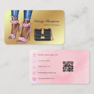 Pink-Gold-Designer-QR-Code Visitenkarte