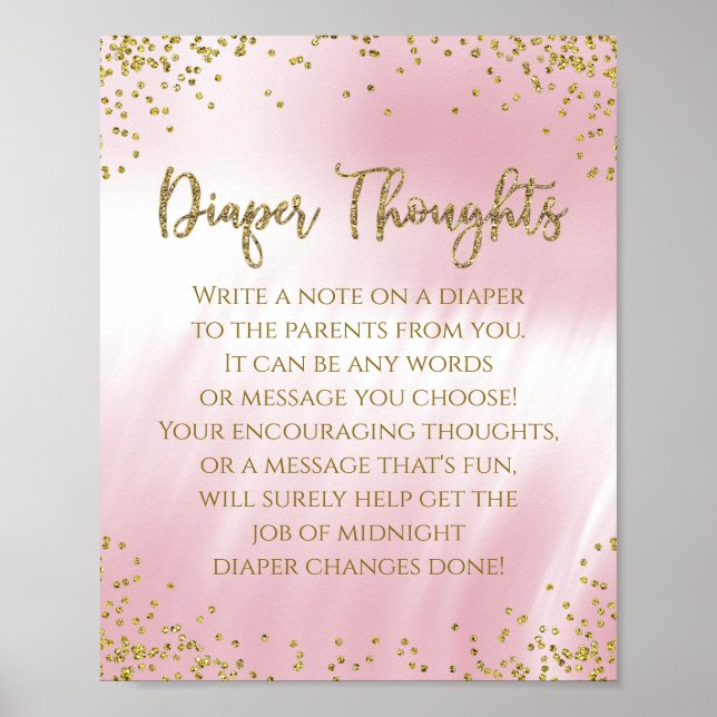 Pink Gold Diaper Gedanken Kinderdusche Spiel Poster (Vorne)