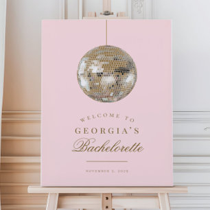 Pink Gold Disco Ball Affiche de bienvenue Bachelor