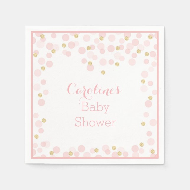 Pink Gold Dots Baby Dusche Napkin Serviette (Vorderseite)