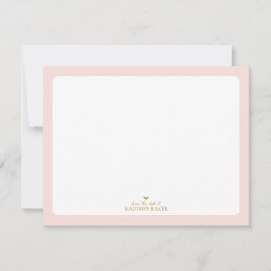Pink & Gold   Einfache persönliche Herz-Korrespond Mitteilungskarte