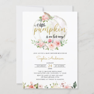 Pink Gold Elegant Kleine Kürbiskinderdusche Inv Einladung
