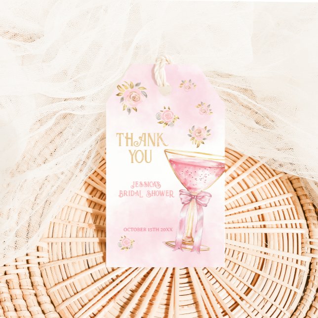 Pink Gold Elegante Blume Brautparty Vielen Dank Geschenkanhänger (Von Creator hochgeladen)