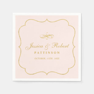 Pink & Gold Elegante klassische Hochzeitsserviet Serviette