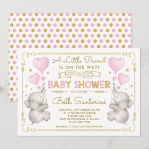 Pink Gold Elephant Baby Shower Jungle Einladung