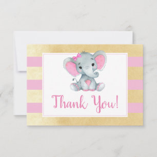 Pink Gold Elephant Danke Card Dusche Geburtstag