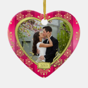 Pink Gold Erste Weihnachtsfeier Zusammen Foto Xmas Keramik Ornament