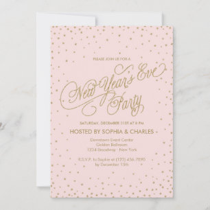 Pink & Gold Extravagant Stars Silvester Party Einladung