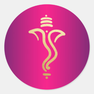 Pink Gold Festiver Ganesh/ Indischer Gott Runder Aufkleber
