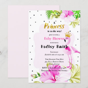 Pink Gold Flamingo Princess Baby Dusche Einladung