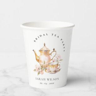 Pink Gold Flora Set Tee Brautparty Tee Party Pappbecher