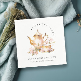 Pink Gold Flora Set Tee Brautparty Tee Party Serviette