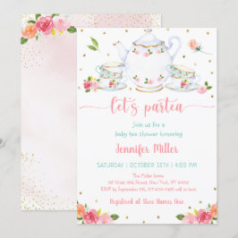 Pink Gold Floral Baby Dusche Party Einladung