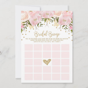 Pink Gold Floral Brautparty Bingo Spiel