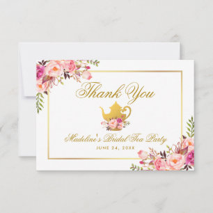 Pink Gold Floral Brautparty Tee Party Dank Einladung
