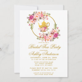 Pink Gold Floral Brautparty Tee Party Einladung WG
