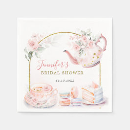 Pink Gold Floral Brautparty Tee Party Papier Serviette