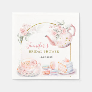 Pink Gold Floral Brautparty Tee Party Papier Serviette