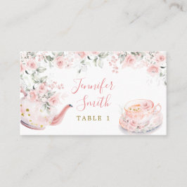 Pink Gold Floral Brautparty Tee Party Platzkarte