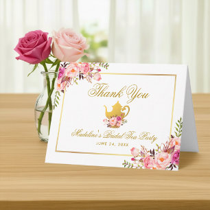 Pink Gold Floral Bridal Tee Party Danke