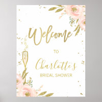 Pink Gold Floral Brunch Brautparty Willkommen