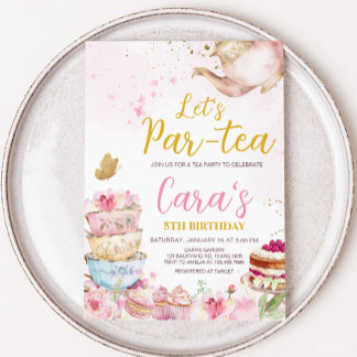 Pink Gold Floral Par Tea Geburtstagsparty Einladung