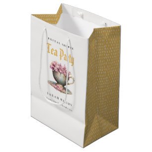 Pink Gold Floral Teacup Brautparty Teezeremonie Pa Mittlere Geschenktüte