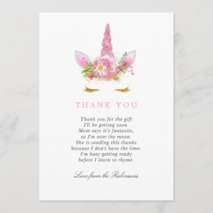 Pink & Gold Floral Unicorn Girl Baby shower Merci