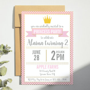 Pink Gold Foil Princess Invitation Anniversaire