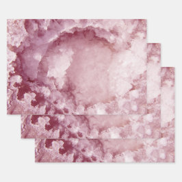 Pink Gold Foil Sea Crystals Signature Script Geschenkpapier Set