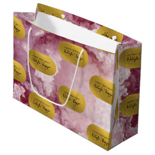Pink Gold Foil Sea Crystals Signature Script Große Geschenktüte