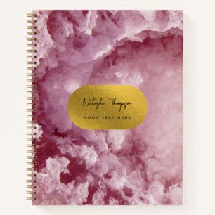 Pink Gold Foil Sea Crystals Signature Script Notizbuch