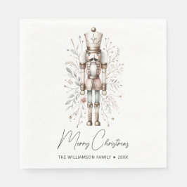 Pink & Gold Frohe WeihnachtsNutcracker Serviette